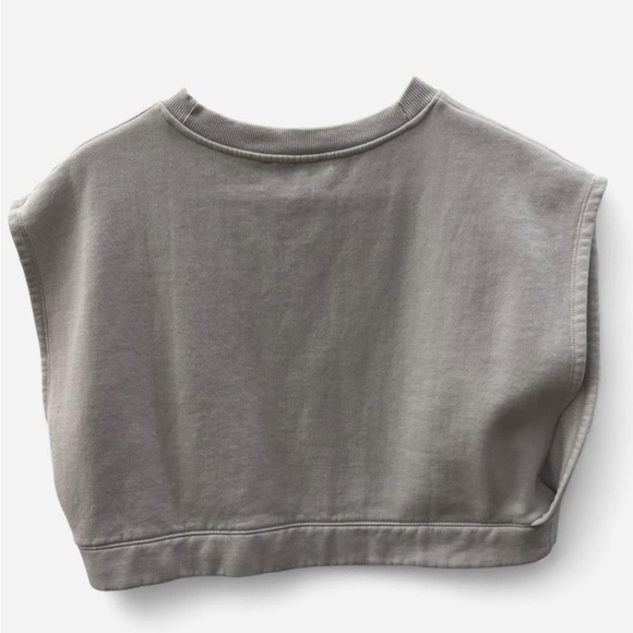 Zara Womens M Grey 80s remake Sleeveless Cropped Sweatshirt - Picture 2 of 4